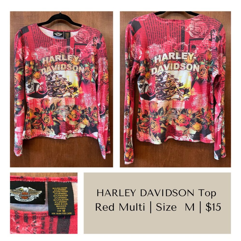 Women's HARLEY-DAVIDSON Long Sleeve Top Red M